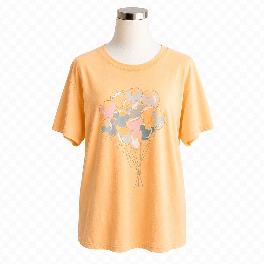 Comfort Colors Mickey Mouse Balloon T-Shirt Women L Yellow Orange Disneycore Tee
